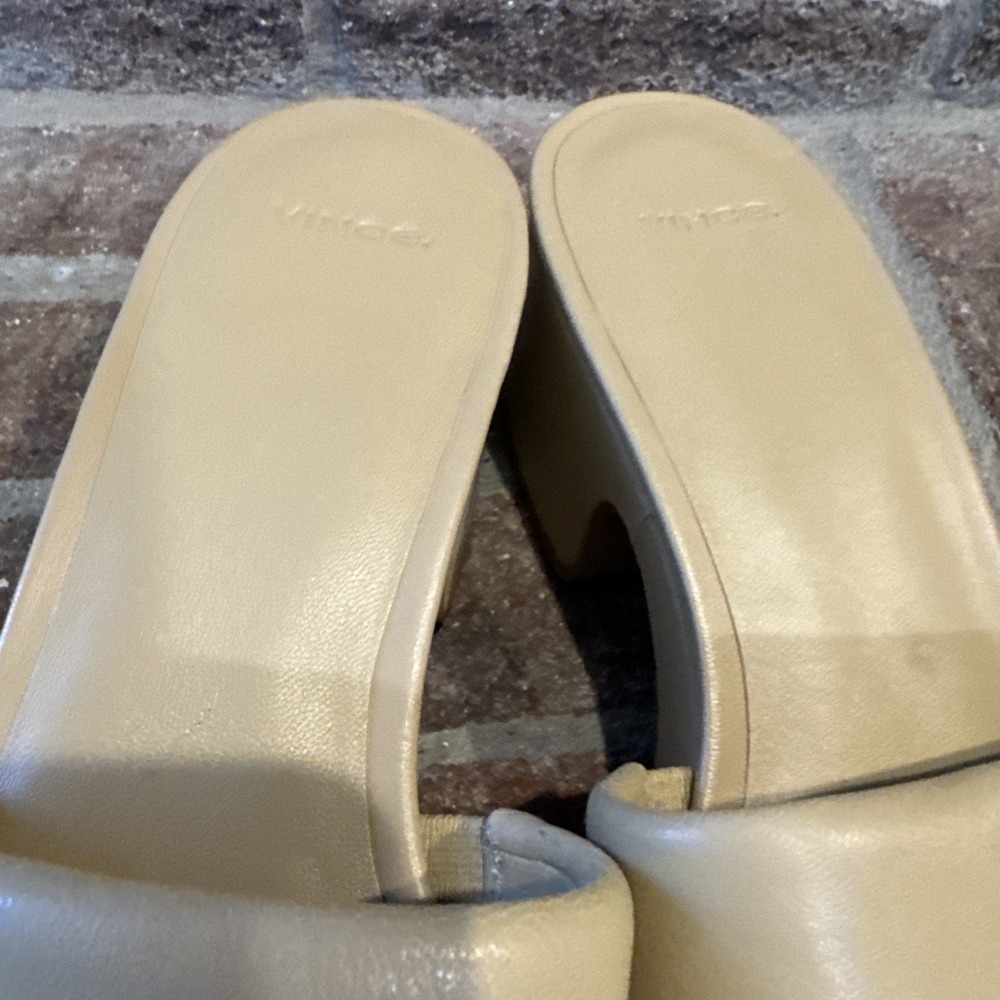 Vince Womens Margo Slip On Chunky Platform Block Heel Sandal Size 8.5 Tan #175 - Picture 15 of 16